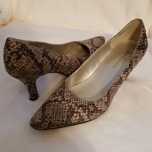 Faux snakeskin pumps